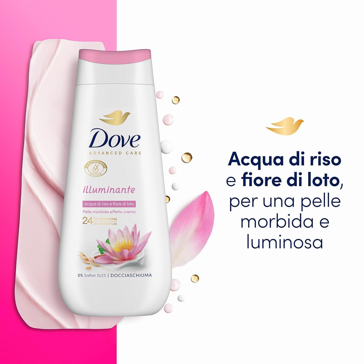 Dove Dove Advanced Care Illuminating Shower Gel With Rice Water And Lotus Flower 225 Ml