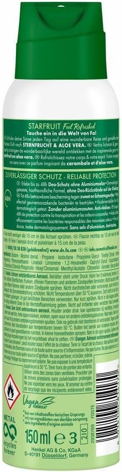 FA Deospray 150 ml.	Star Fruit (Feel Refreshed)
