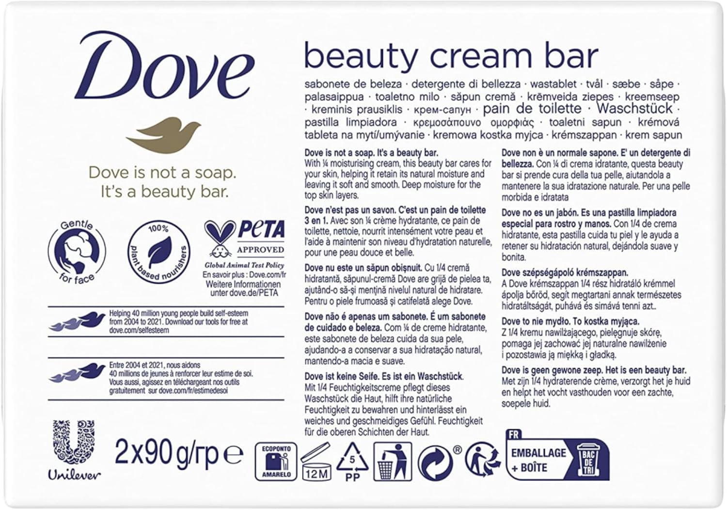 Dove Original Beauty Cream Bar 3-in-1 – 2 x 90g