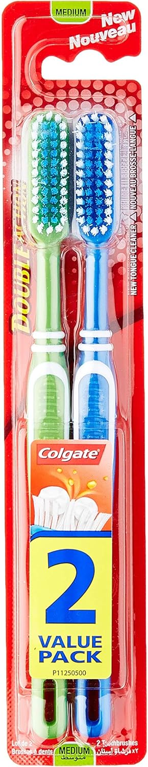 Colgate Double Action Toothbrush 2 Pack 18 Cm Medium