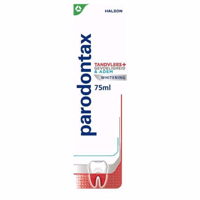 Parodontax Tandpasta 75 ml.	Tandvlees+Gevoeligh.+Adem Whitening
