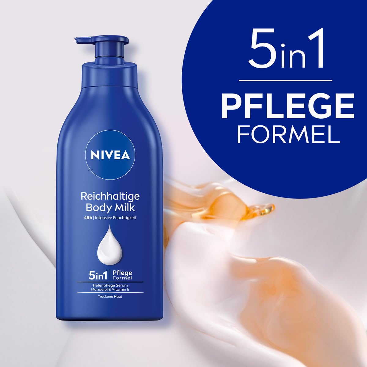 Nivea Bodymilk 625 ml – Verzorgend voor Droge Huid (met pomp)