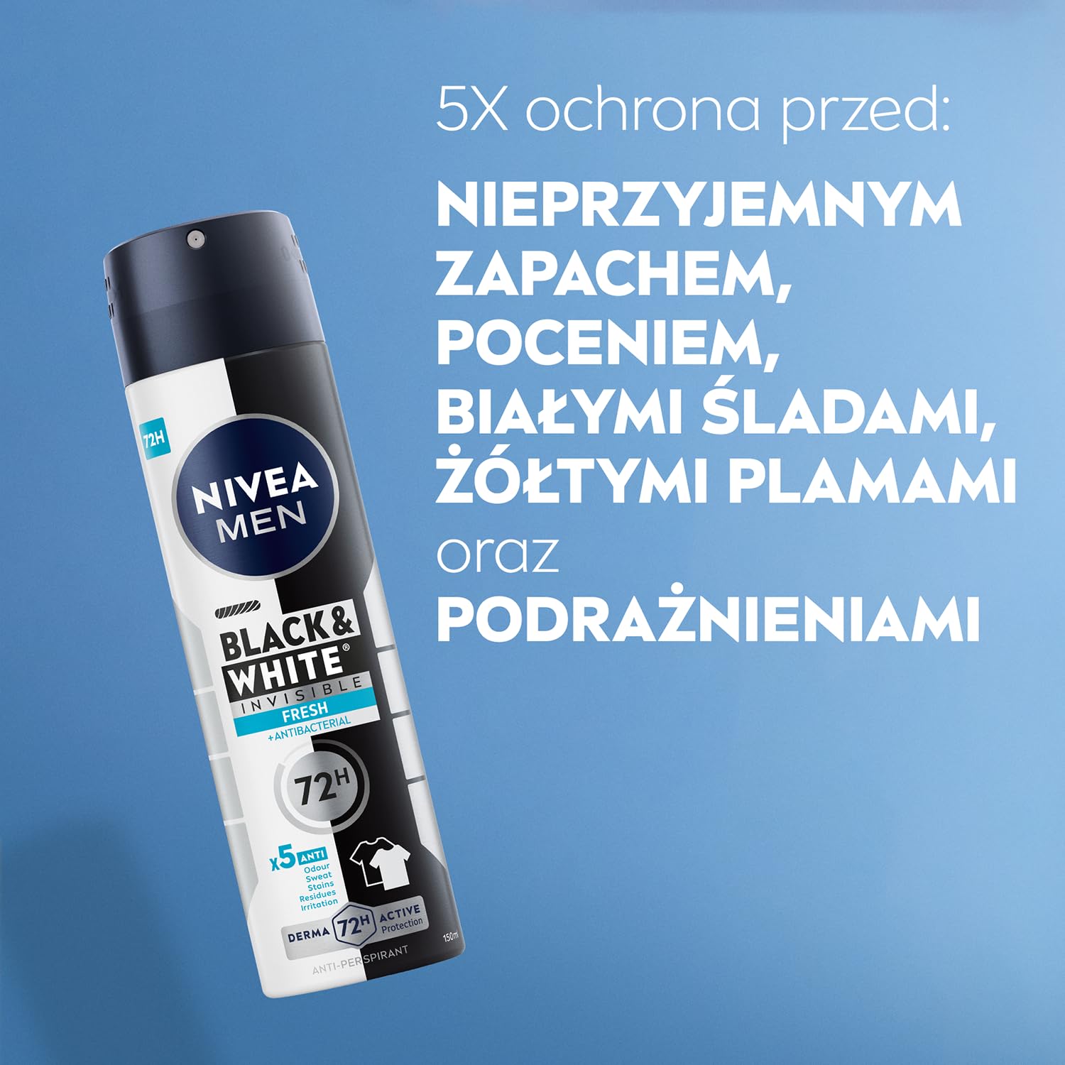Nivea Deospray 150 ml. MEN	Invisible Black & White Fresh 72h