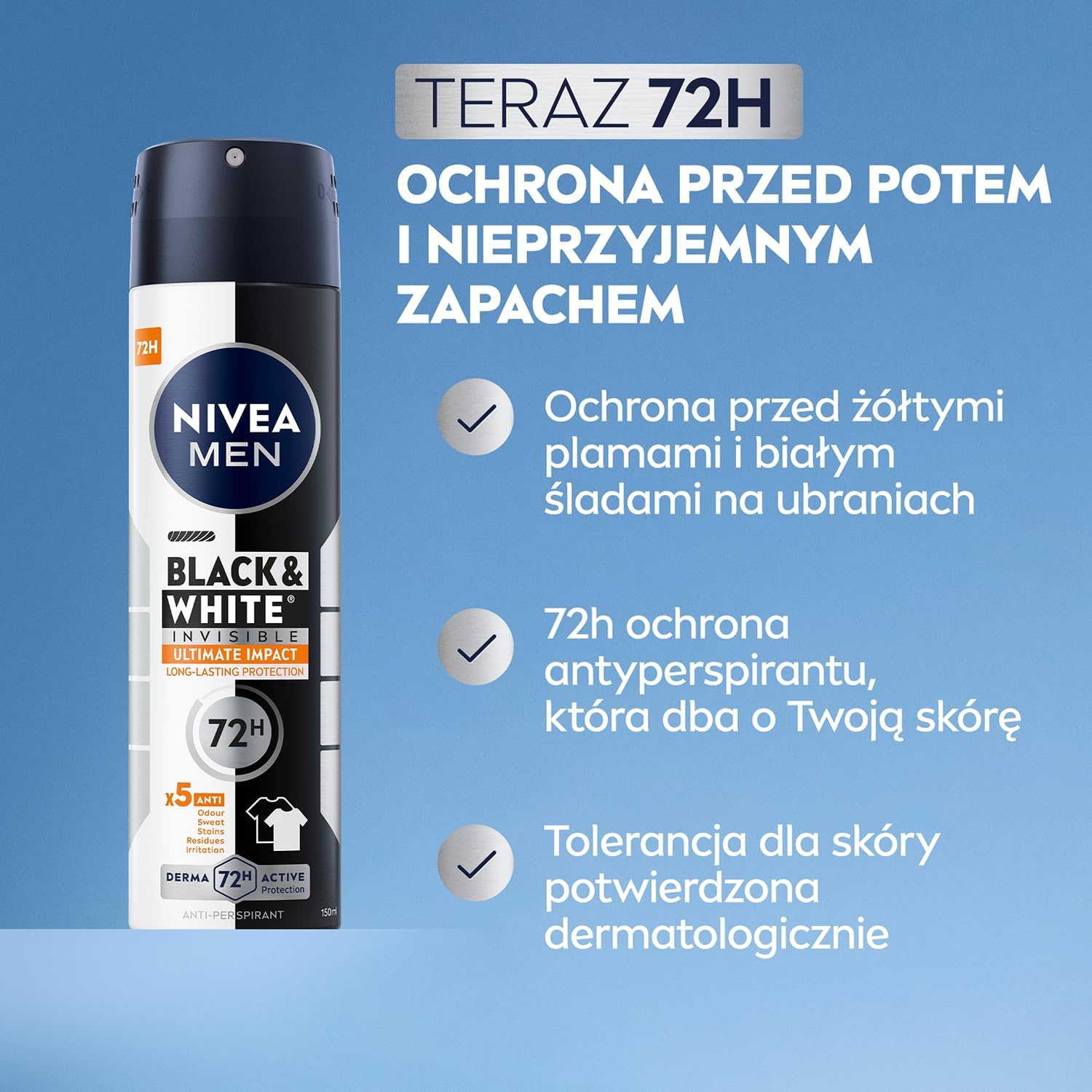 NIVEA MEN Deospray 150 ml – Invisible Black & White Ultimate Impact
