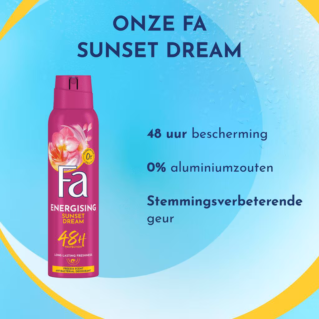 FA Deospray 150 ml.	Energising Sunset Dream