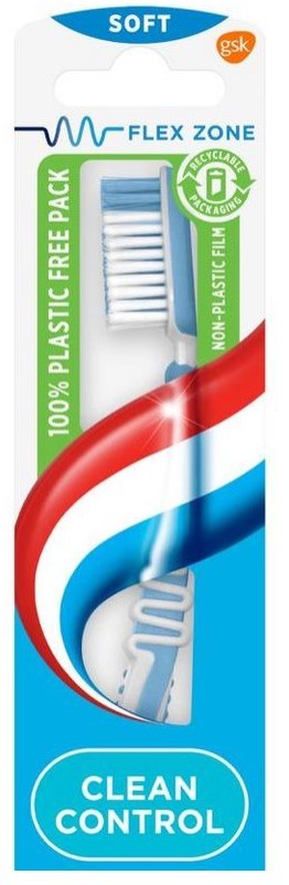 Aquafresh Clean Control Tandenborstel Soft - 100% plasticvrije verpakking 1ST
