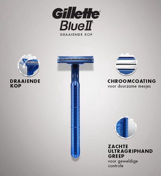 Gillette Blue II Wegwerpscheermesjes – 5-Pack Heren (Zakje)