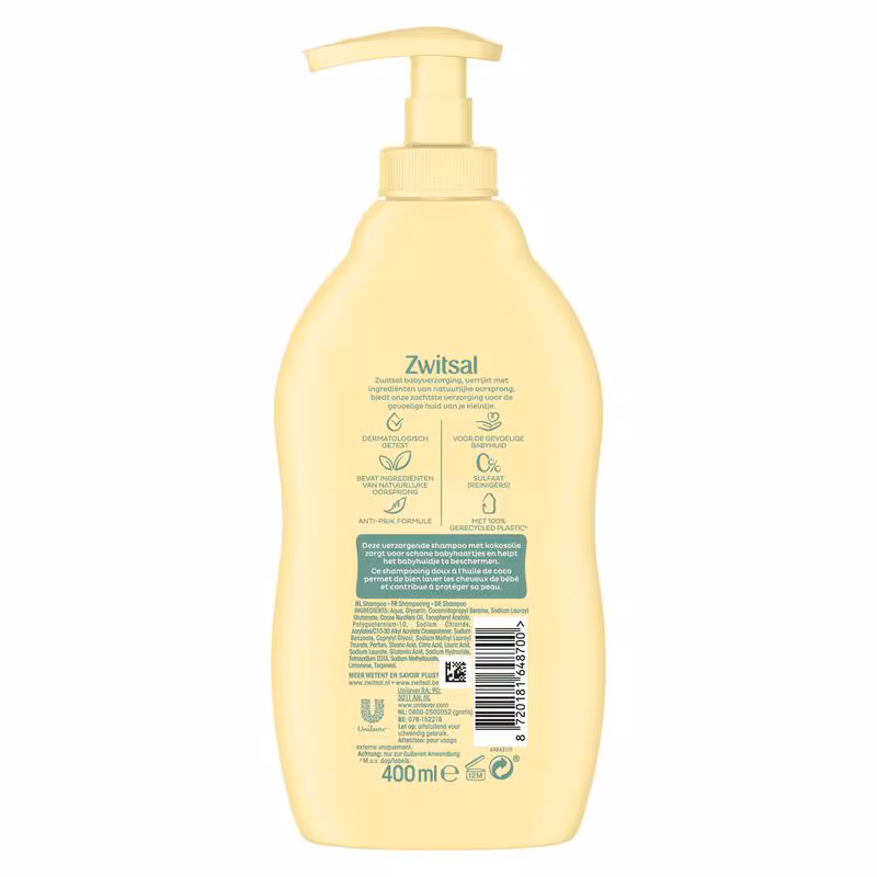 Zwitsal Shampoo 400 ml. + Pomp	met kokosolie