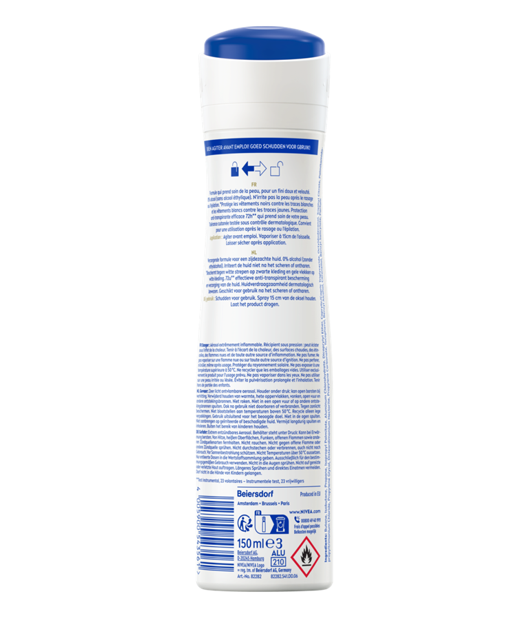 Nivea Deospray 150 ml.	Invisible Black&White Silky Smooth 72h