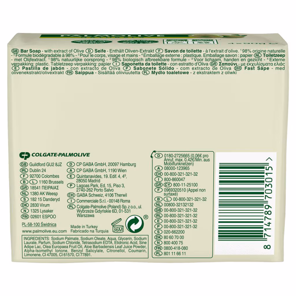 Palmolive Zeepblok 4-pak 90 gr	Olijf (groen)