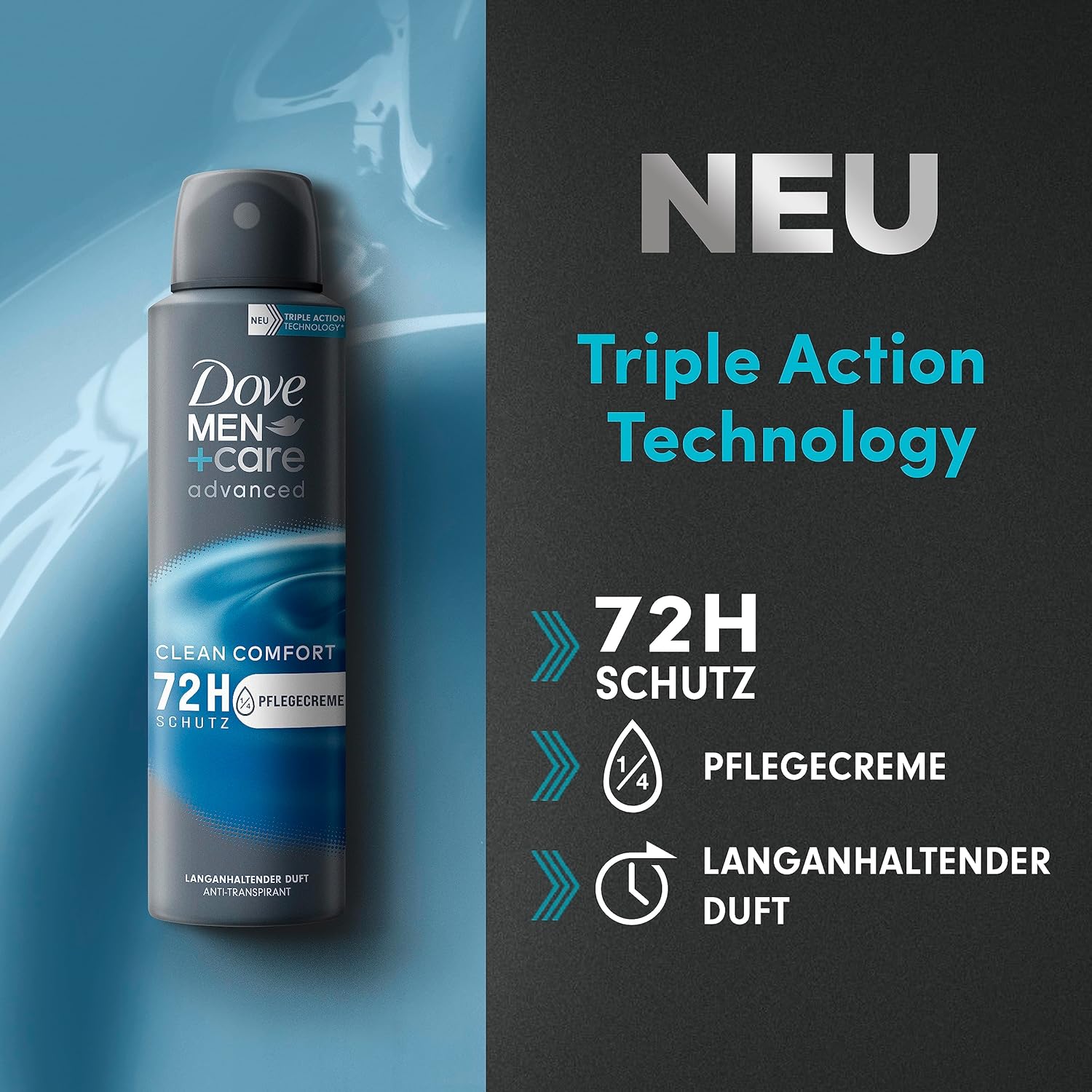 Dove Men+Care Advanced Clean Comfort Anti-Transpirant Deodorant Spray 150 ML
