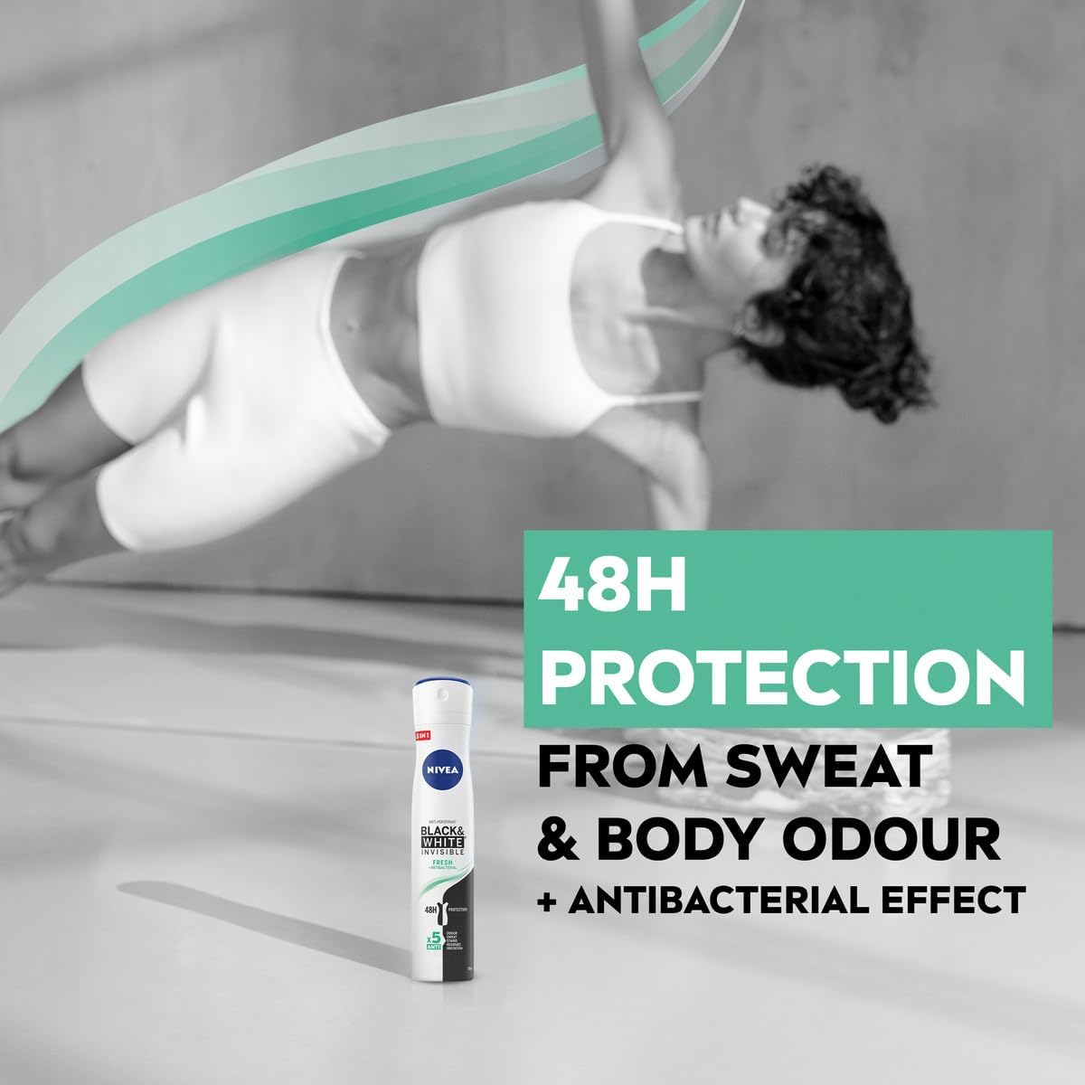 Nivea Deospray 200 ml.Invisible Black&White Active+Antibact.