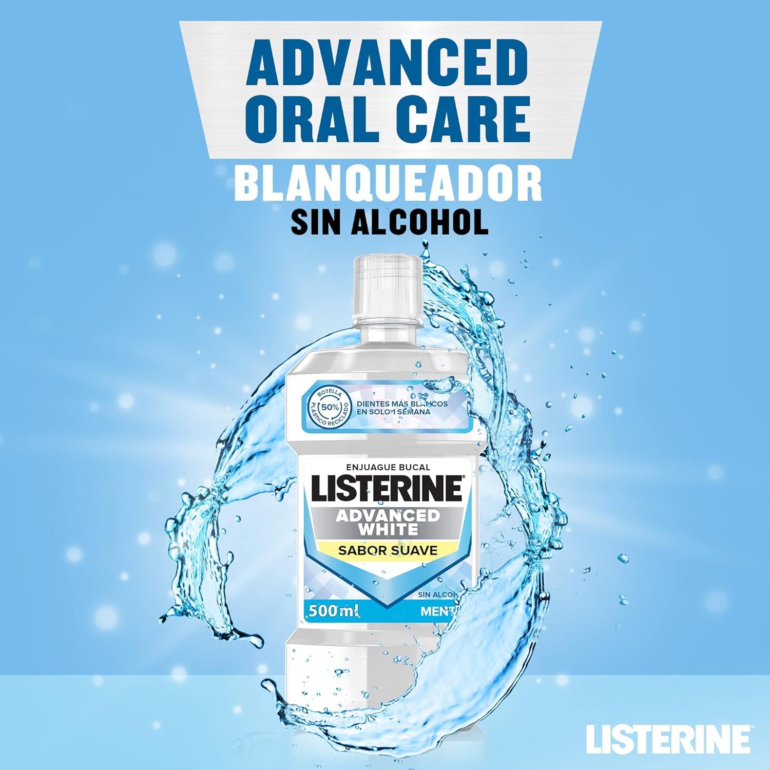 Listerine Mondwater 500 ml.	Advanced White Milde Smaak