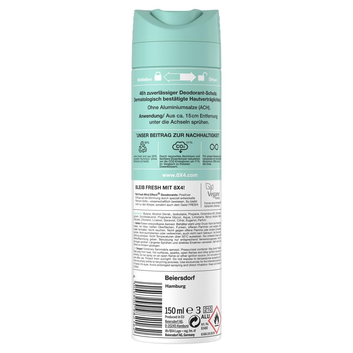 8x4 Deospray 150 ml.	Fresh Lime