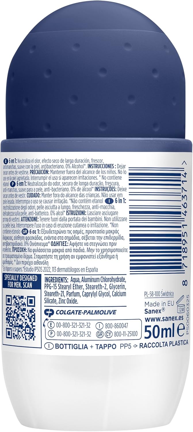 Sanex Roller 50 ml.	For Men Active Control