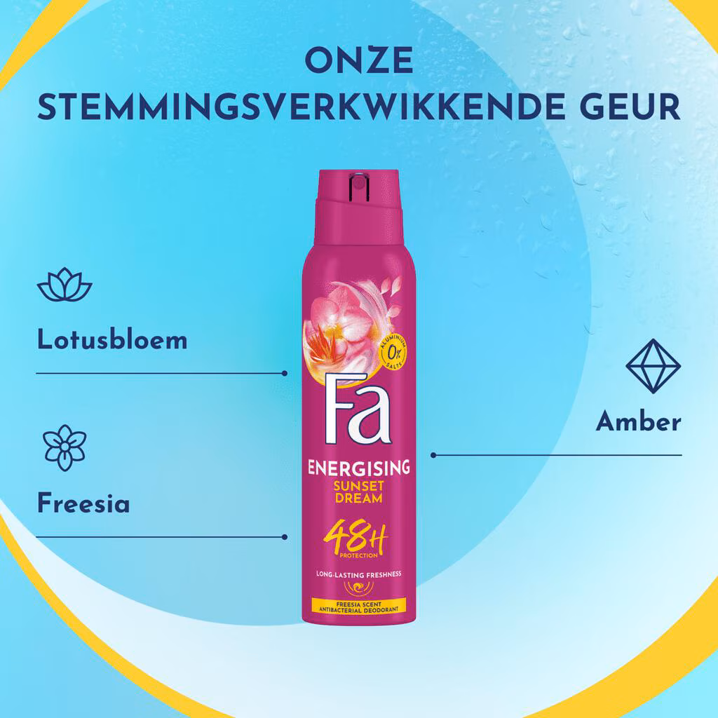 FA Deospray 150 ml.	Energising Sunset Dream