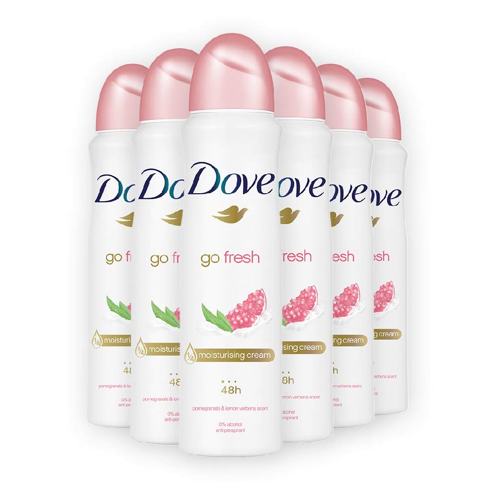 Dove Deospray 150 ml.	Go Fresh Granaatappel
