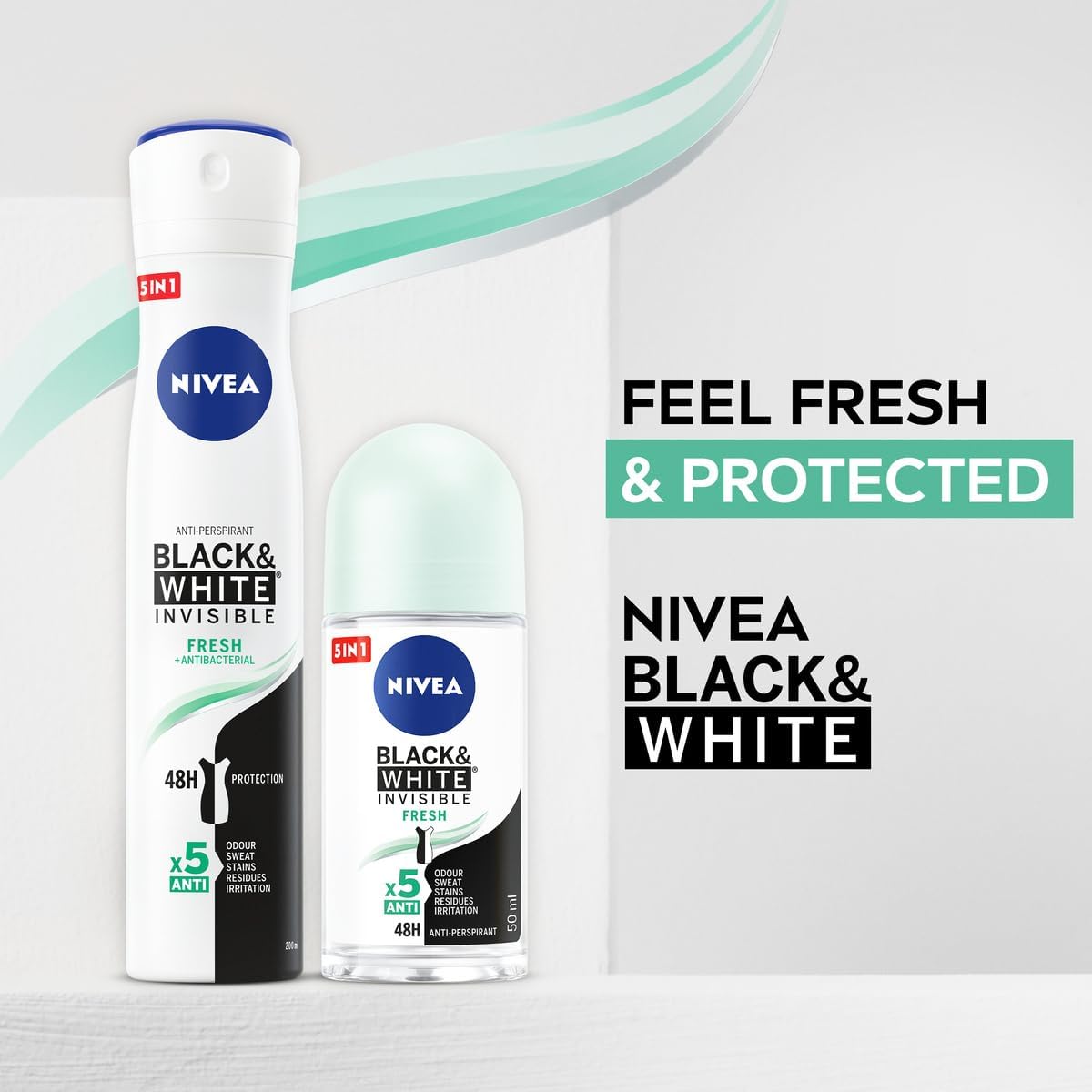 Nivea Deospray 200 ml.Invisible Black&White Active+Antibact.