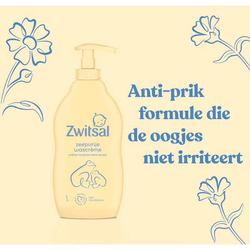 Zwitsal Zeepvrije Wascreme 400 ml+Pomp	voor de gevoelige Babyhuid
