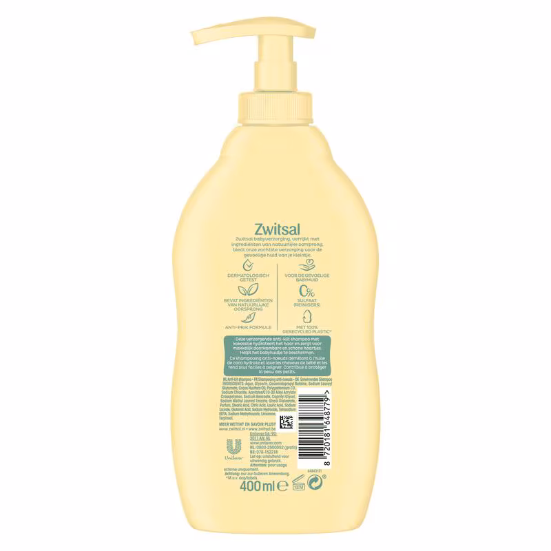Zwitsal Shampoo 400 ml. + Pomp	Anti-Klit Shampoo