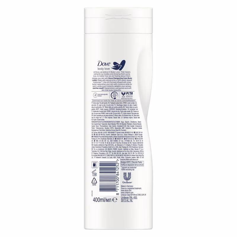 Dove Body Lotion 400 ml.	Pampering Care Shea Butter