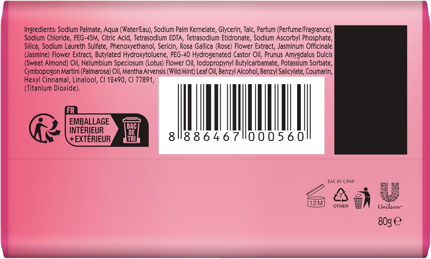 Lux Toiletzeep 80 gr.	Rose (Soft Touch) 12x80g