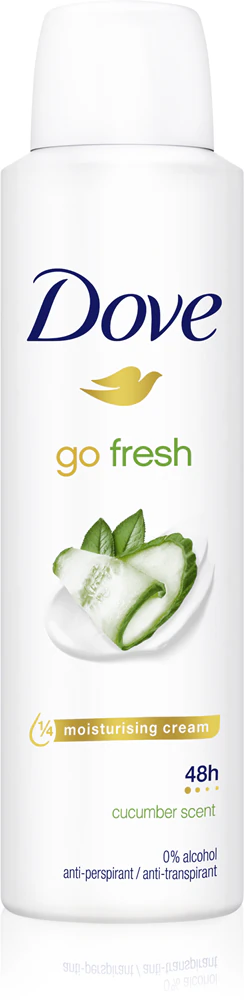 Dove Deospray 150 ml.	Go Fresh Cucumber (Groen)