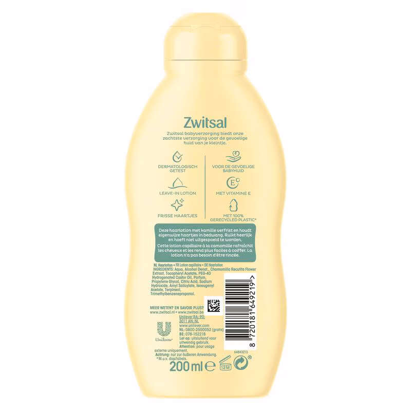 Zwitsal Haarlotion 200 ml.	met Kamille