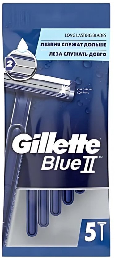 Gillette Blue II Wegwerpscheermesjes – 5-Pack Heren (Zakje)