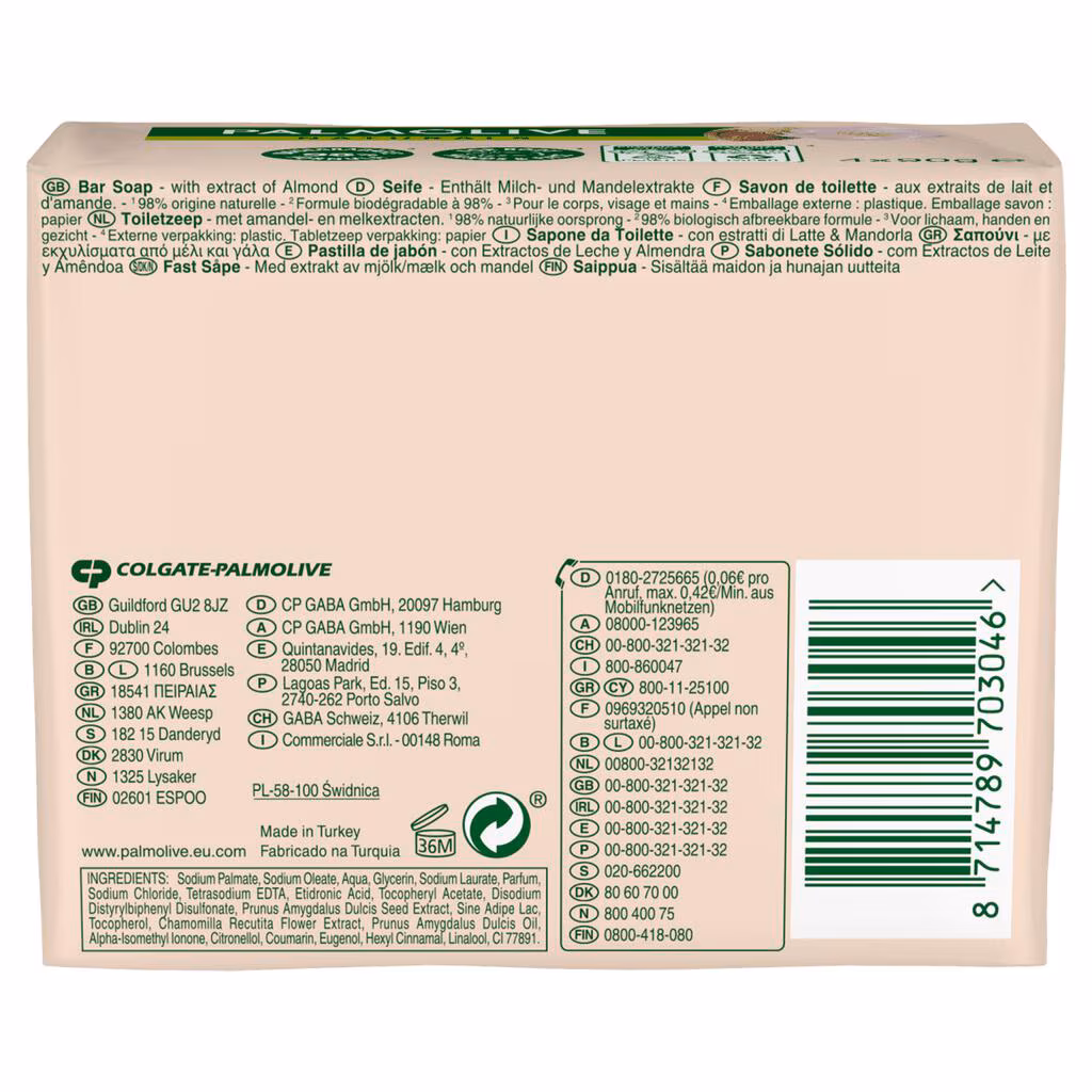 Palmolive Zeepblok 4-pak 90 gr	Amandel (Delicate Care)