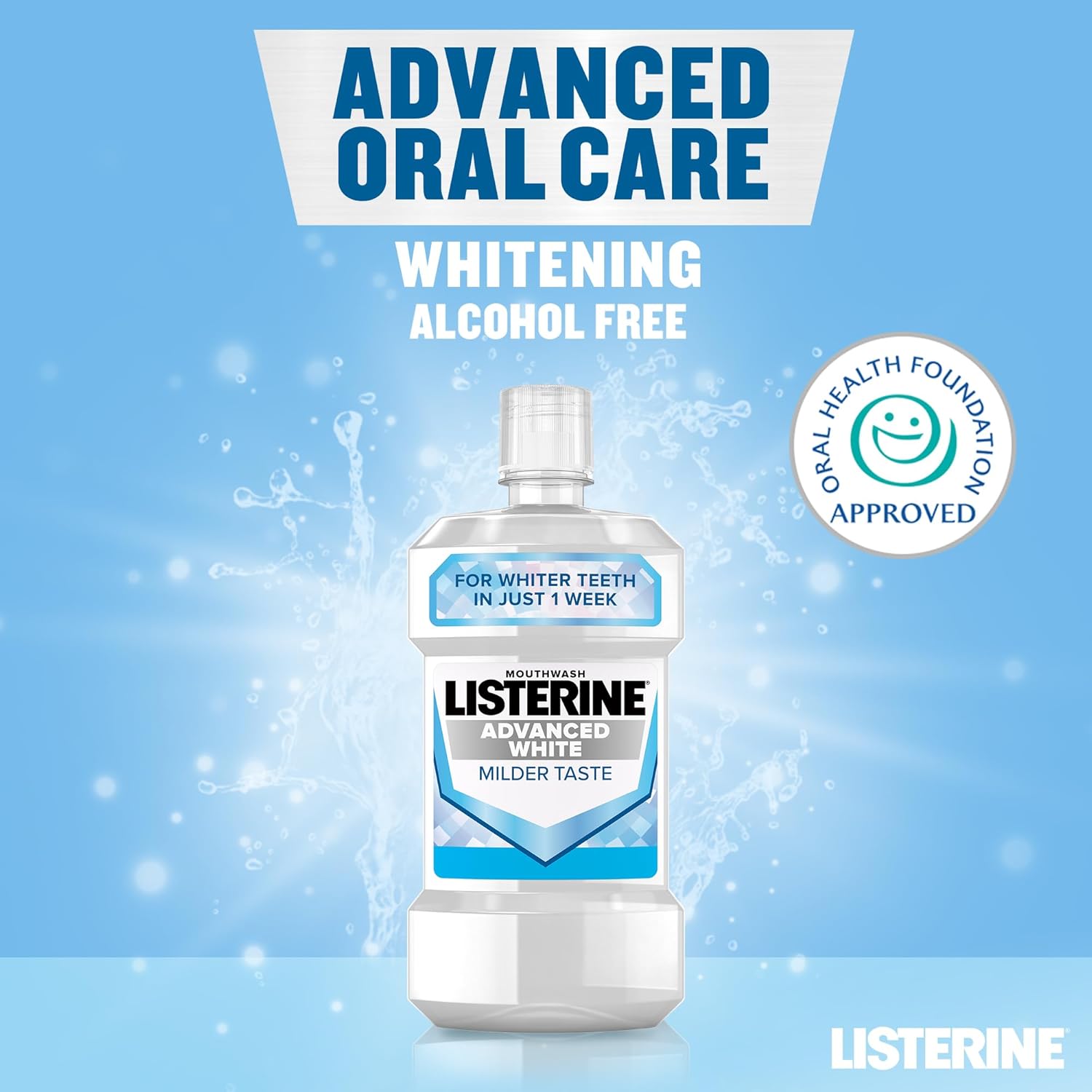Listerine Mondwater 500 ml.	Advanced White Milde Smaak