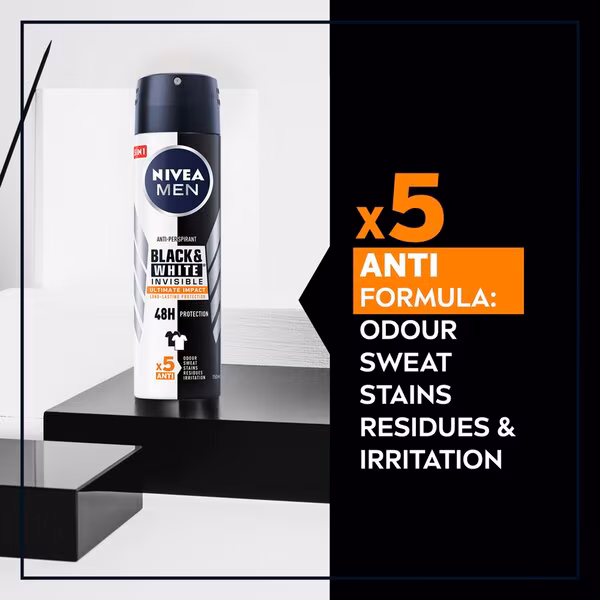 NIVEA MEN Deospray 150 ml – Invisible Black & White Ultimate Impact