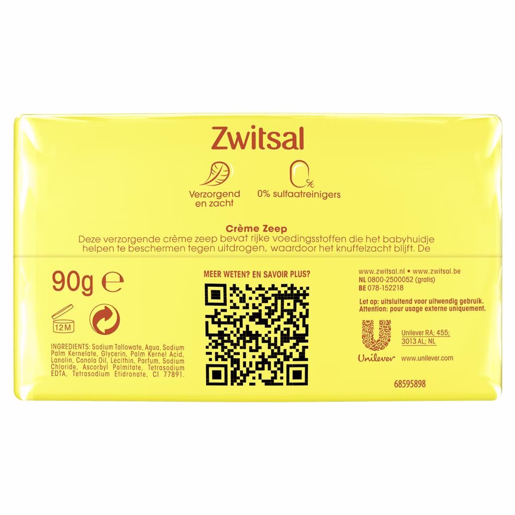 Zwitsal Baby Crème Zeep 4x90 GR