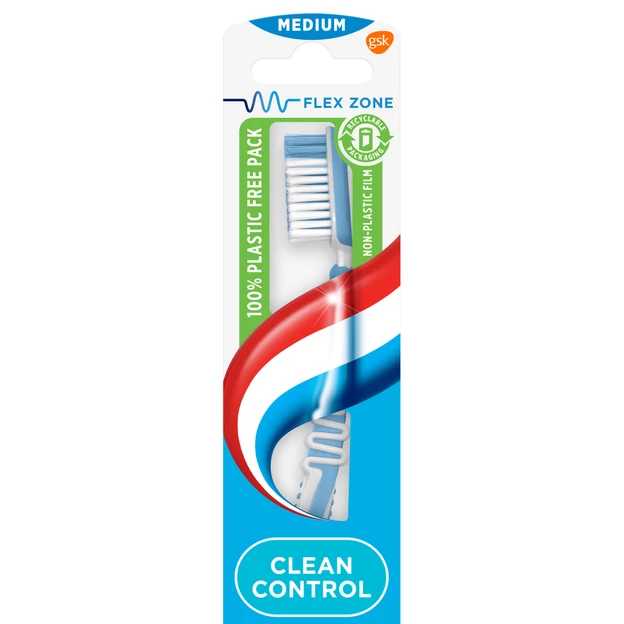 Aquafresh Clean Control Tandenborstel Medium. 100% plasticvrije verpakking 1ST